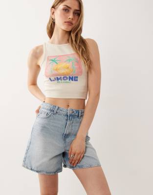 Jeansshorts in A-Linie in Hellblau Blau 38
