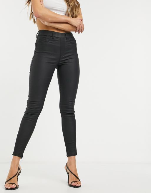 New Look - Jegging met coating van imitatieleer in zwart