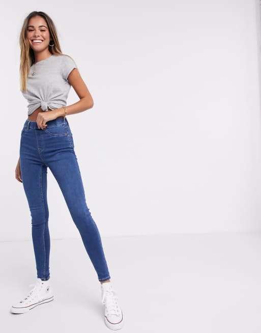 New Look - Jeggings bottom-up modellanti blu