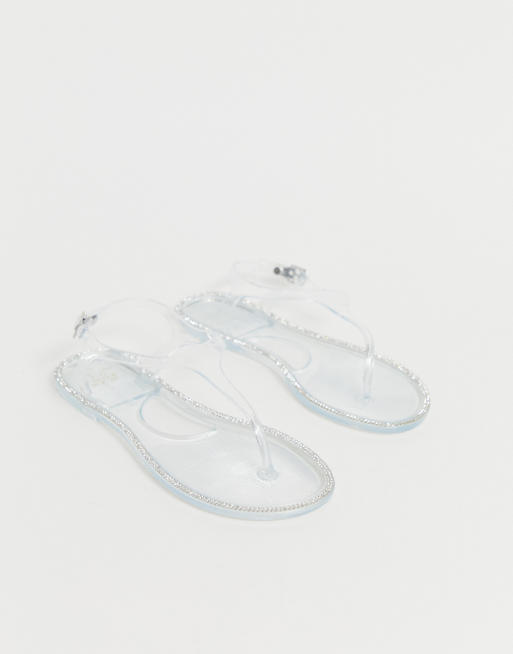 New Look jelly flat sandals in clear ASOS