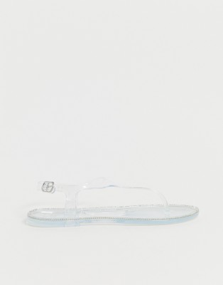 clear jelly flat sandals