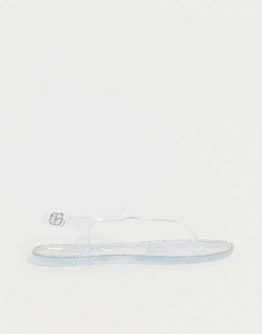 New Look jelly flat sandals in clear ASOS