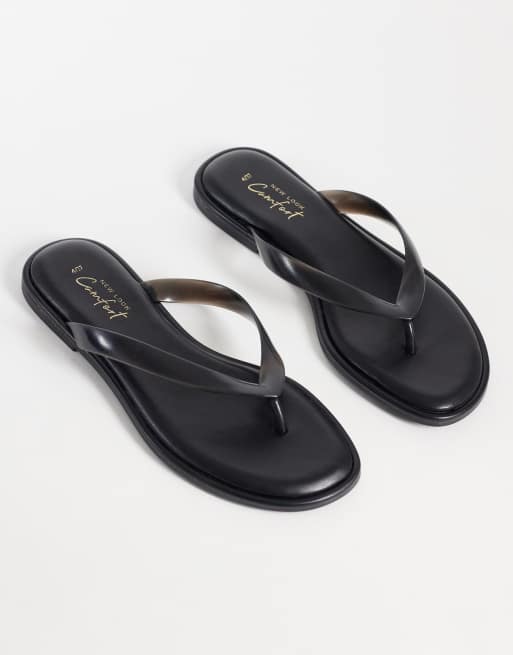 New Look jelly thong flat sandals in black, 2 of 4