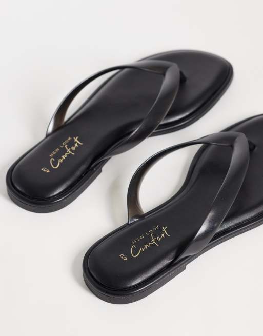 New Look jelly thong flat sandals in black, 4 of 4