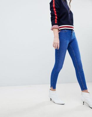 New Look - Jenna - Skinny jeans met gerafelde zoom-Blauw
