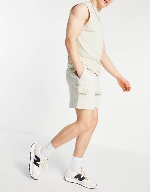 New Look jersey cargo shorts in stone ASOS