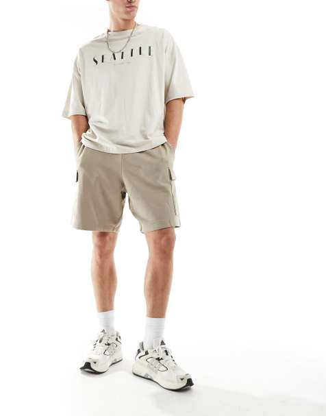 New Look - Jersey cargoshort in stone - view 1