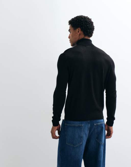 New Look - jersey de punto con cuello vuelto negro, 3 de 5