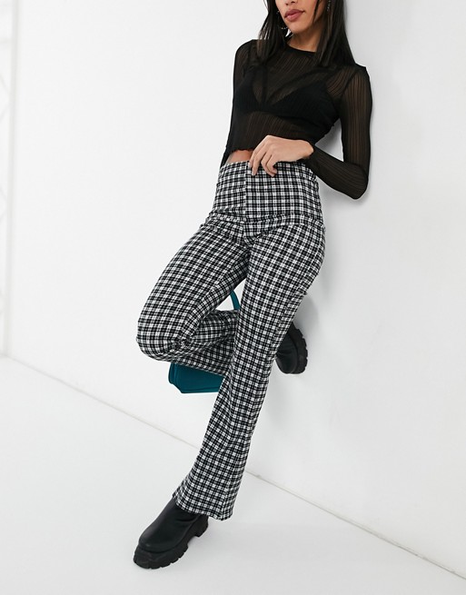 New Look jersey flares in black check