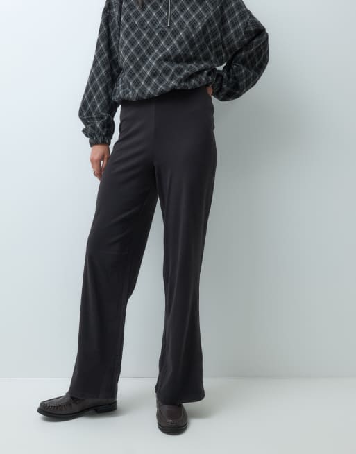 New Look jersey-joggingbukser med brede ben i sort, 2 af 5