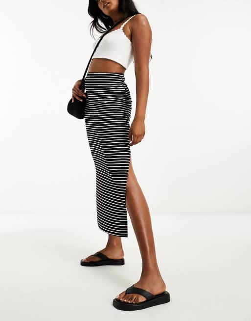 Black and white 2025 striped jersey skirt