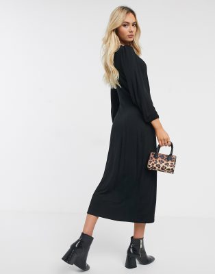 black jersey midi dress