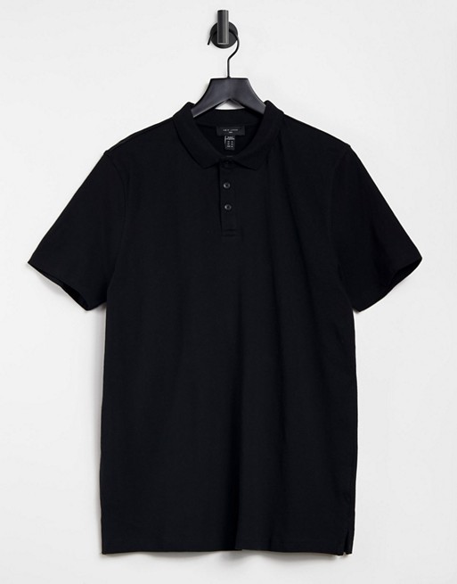 New Look jersey polo in black