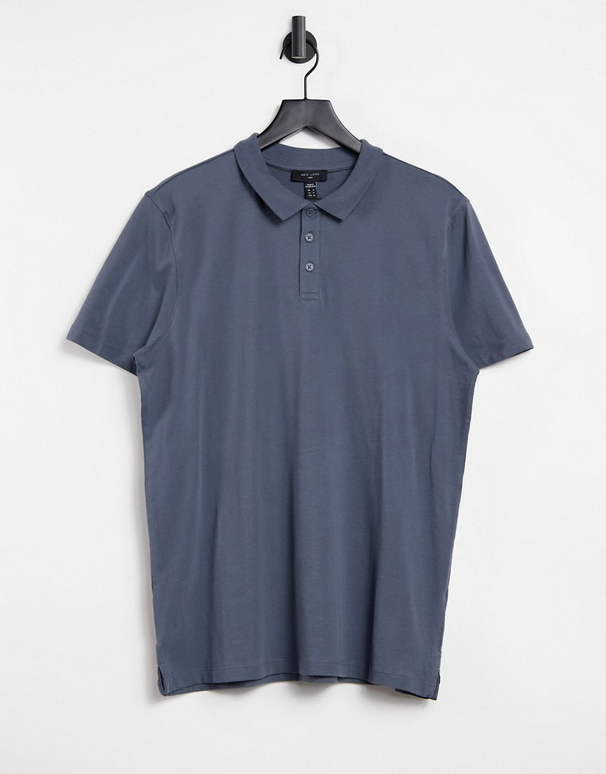 New Look jersey polo in blue-Blues