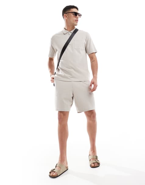 New Look jersey short co-ord in stone - view 1