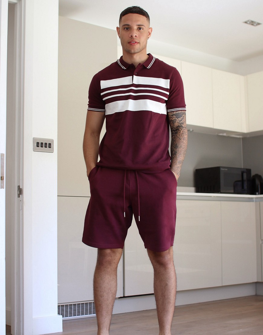 New Look jersey short in burgundy-Red