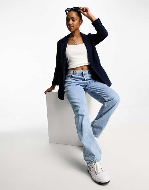 New Look jersey slouchy blazer in navy | ASOS