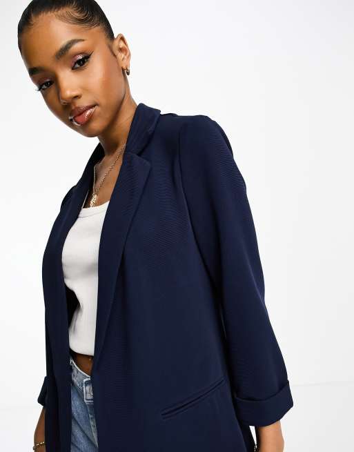 Long navy blazer on sale womens