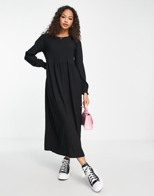 New Look jersey smock midi dress in black