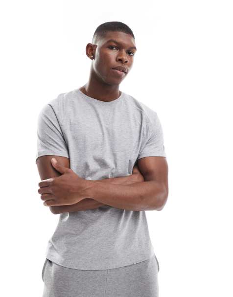 New look jersey tee & shorts loungewear set in grey marl - view 1
