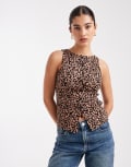 [New Look] New Look jersey waistcoat in leopard-Brown 6 Brown pattern