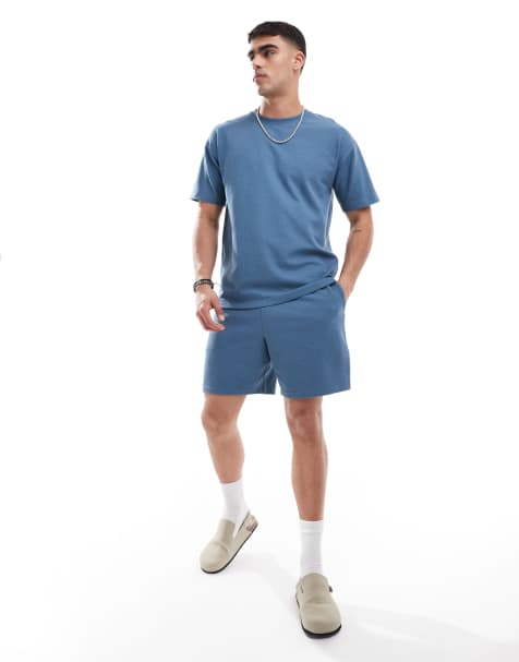 New Look – Jerseyshorts in Blau mit Waffelstruktur, Kombiteil - view 1