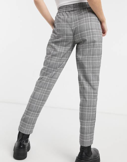 Grey store check joggers