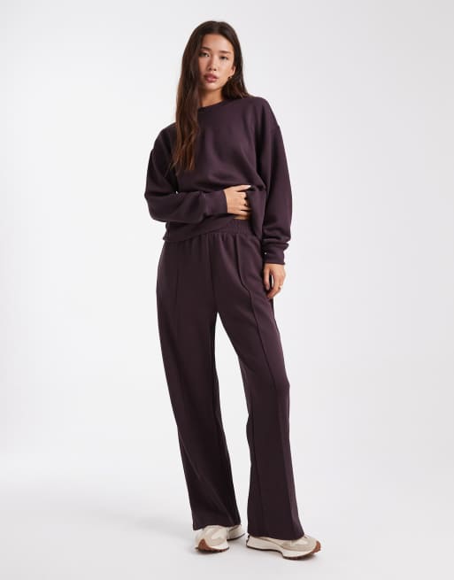 New Look - Joggers premium a fondo ampio color bordeaux