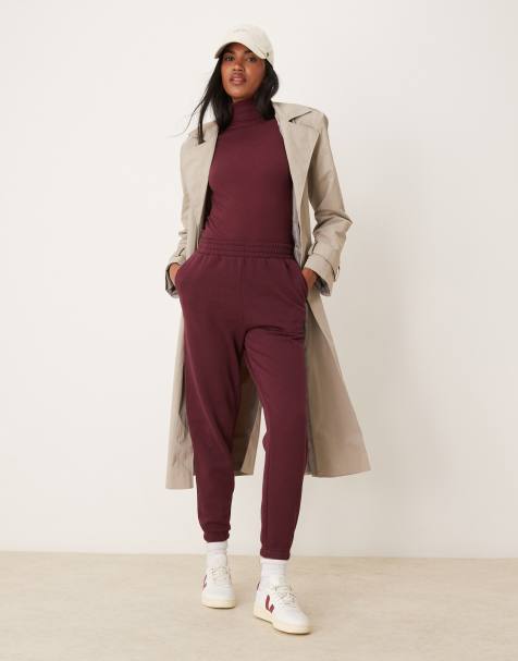New Look - Joggingbroek met aansluitende boorden in bordeauxrood - view 1