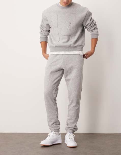 New Look - Joggingbroek met aansluitende boorden in gemêleerd grijs - view 1