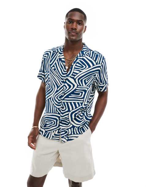 New Look - Joshua - Camicia a maniche corte blu navy - view 1