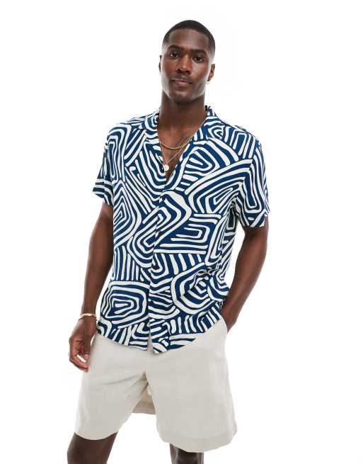 New Look - Joshua - Overhemd met korte mouwen in marineblauw