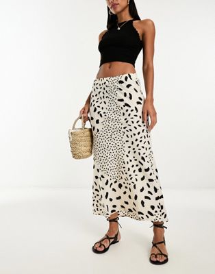 New Look midi skirt in black and white contrast print - ASOS Price Checker