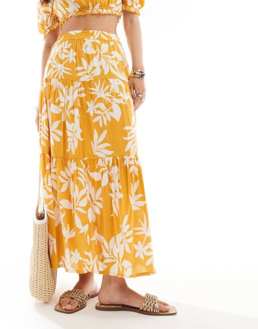 New Look - Jupe mi-longue d'ensemble à motif - Jaune, 4 de 5
