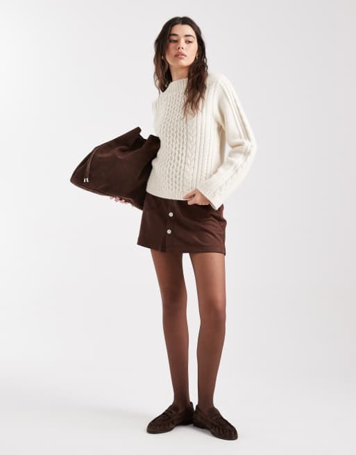 New Look - Kabeltrui met wijde mouwen in crème, 2 van 4