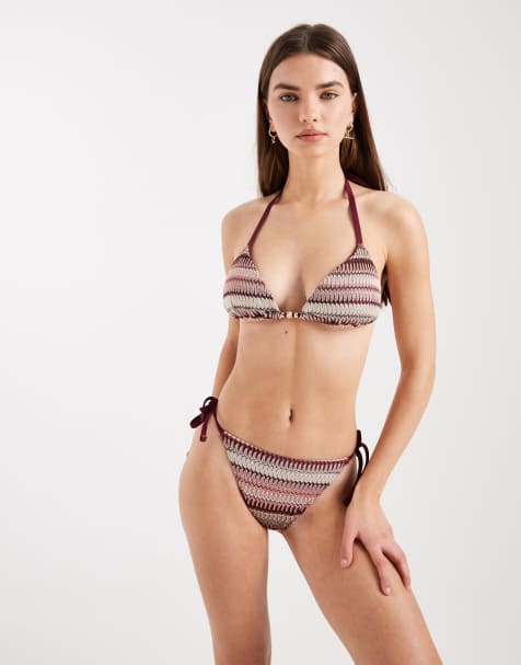 New Look – Kaftan und Bikini aus Häkelstoff in Rosa gestreift - view 1