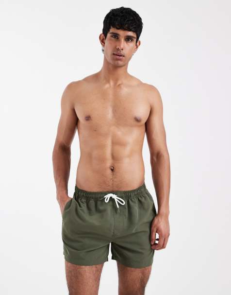 New Look – Kakifärgade badshorts med medellång längd - view 1