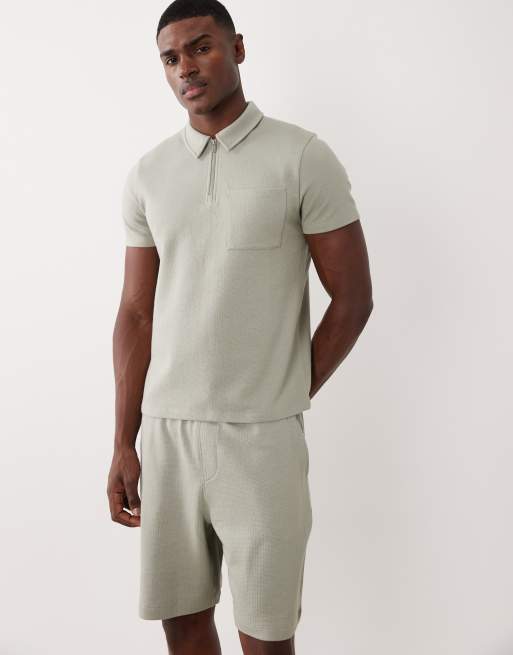 New Look – Kakifärgade, texturerade shorts i dra på-modell, del av set, 2 av 5
