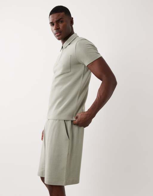 New Look – Kakifärgade, texturerade shorts i dra på-modell, del av set, 3 av 5