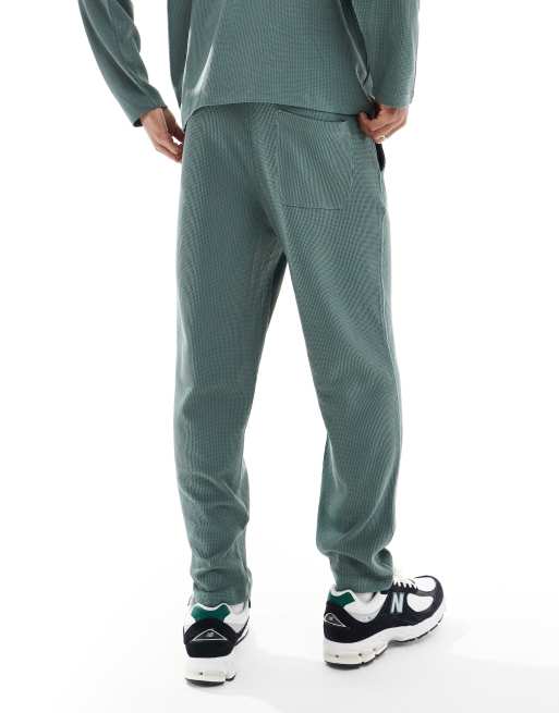 New Look - Kakigrønne joggingbukser med lige ben og vaffelstruktur - Del af sæt, 2 af 5