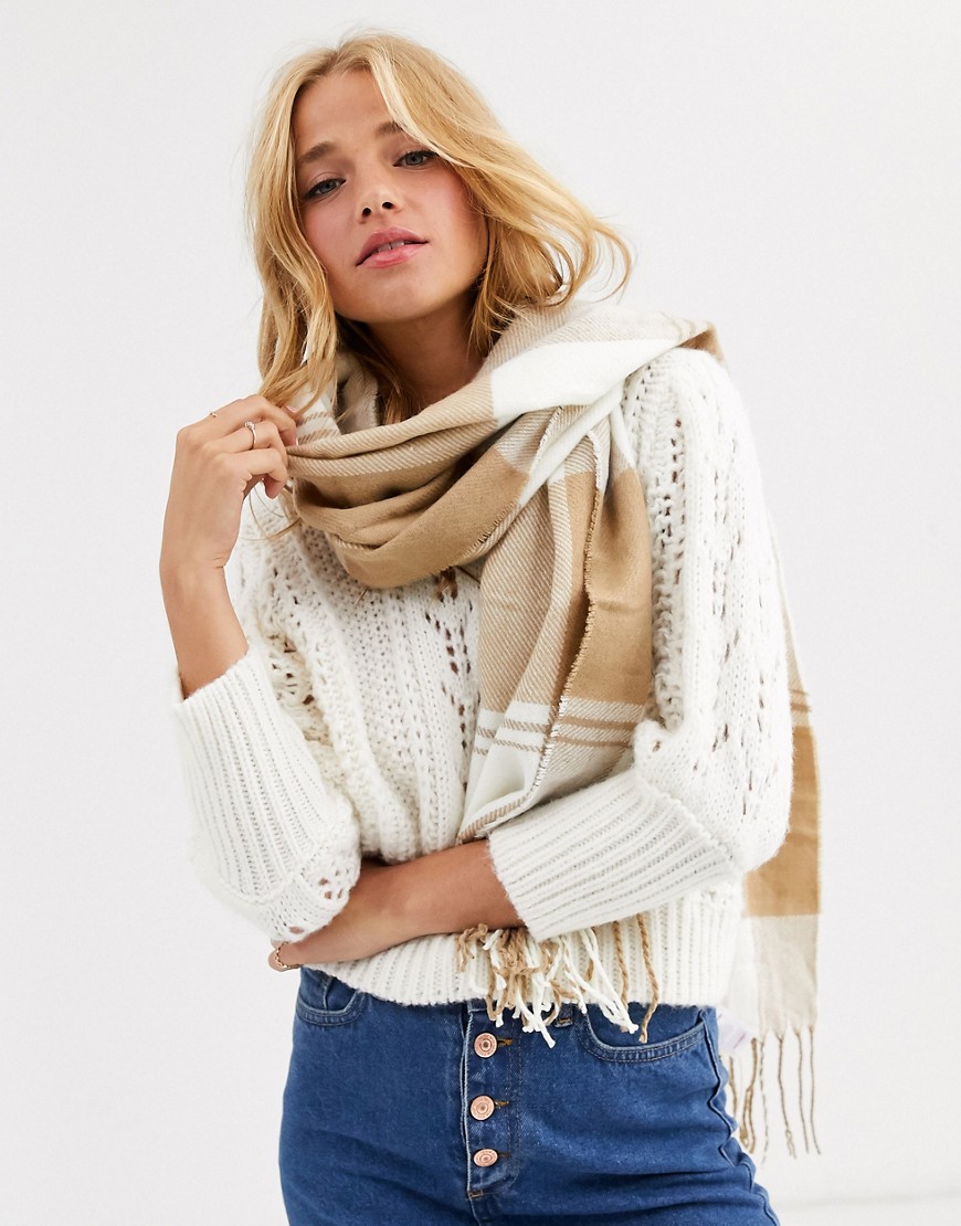 New Look – Kamelfärgad rutig scarf-Guldbrun