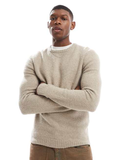 New Look – Kamiennobeżowy sweter z dzianiny boucle