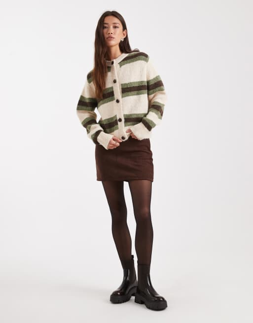 New Look – Kardigan w paski w kolorze kremowym i khaki, 2 z 4