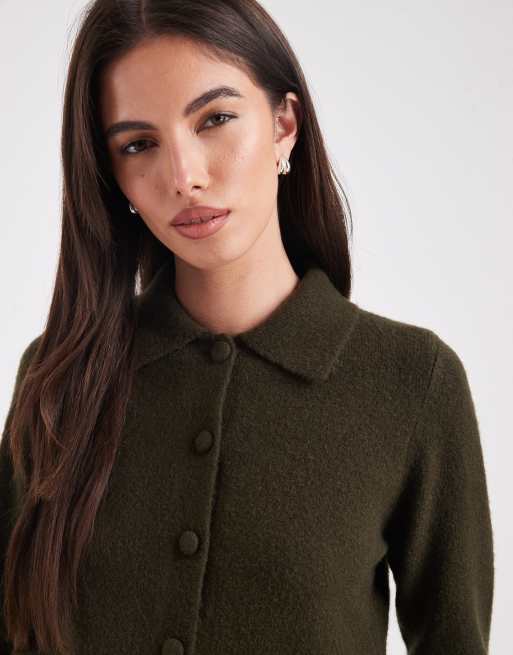 New Look – Kardigan z kołnierzem w kolorze khaki, 3 z 4