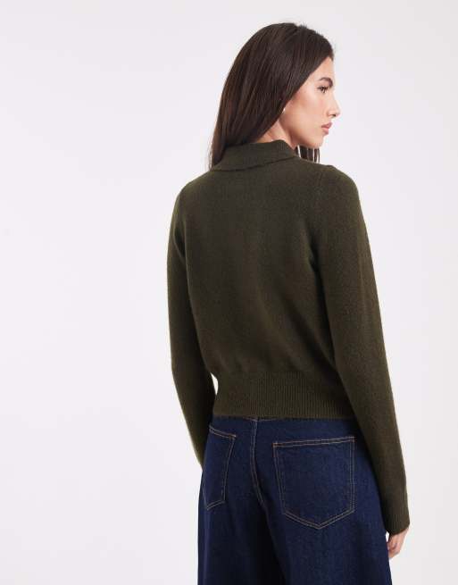 New Look – Kardigan z kołnierzem w kolorze khaki, 4 z 4