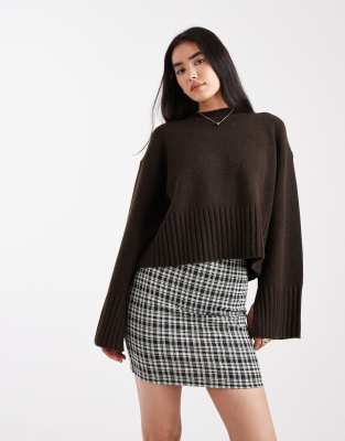 New Look - Karierter Mini-Röhrenrock in Schwarz