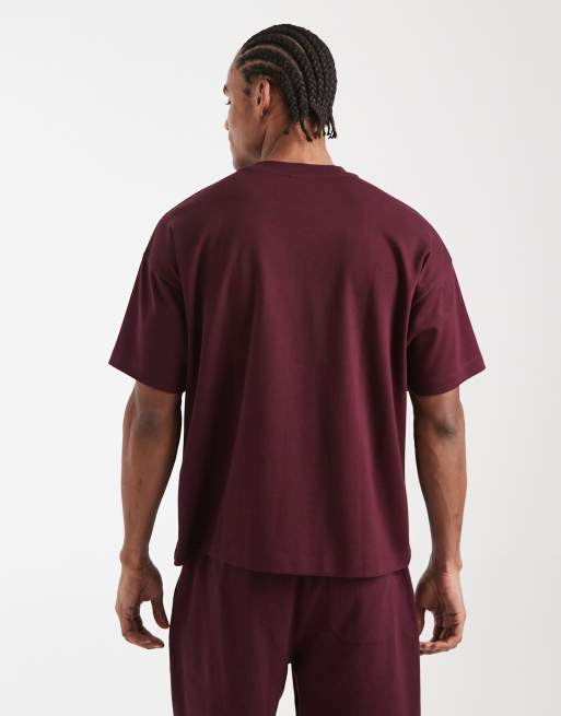 New Look – Kastiges Oversize-T-Shirt in Burgunderrot, Kombiteil, 3 von 5