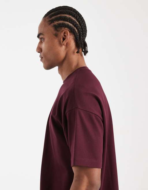 New Look – Kastiges Oversize-T-Shirt in Burgunderrot, Kombiteil, 4 von 5