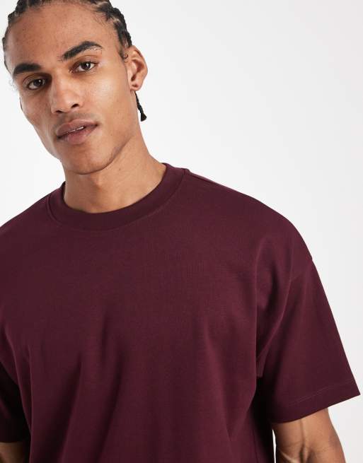 New Look – Kastiges Oversize-T-Shirt in Burgunderrot, Kombiteil, 5 von 5