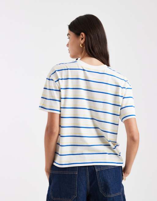 New Look – Kastiges T-Shirt in Creme mit Streifen, 2 von 4